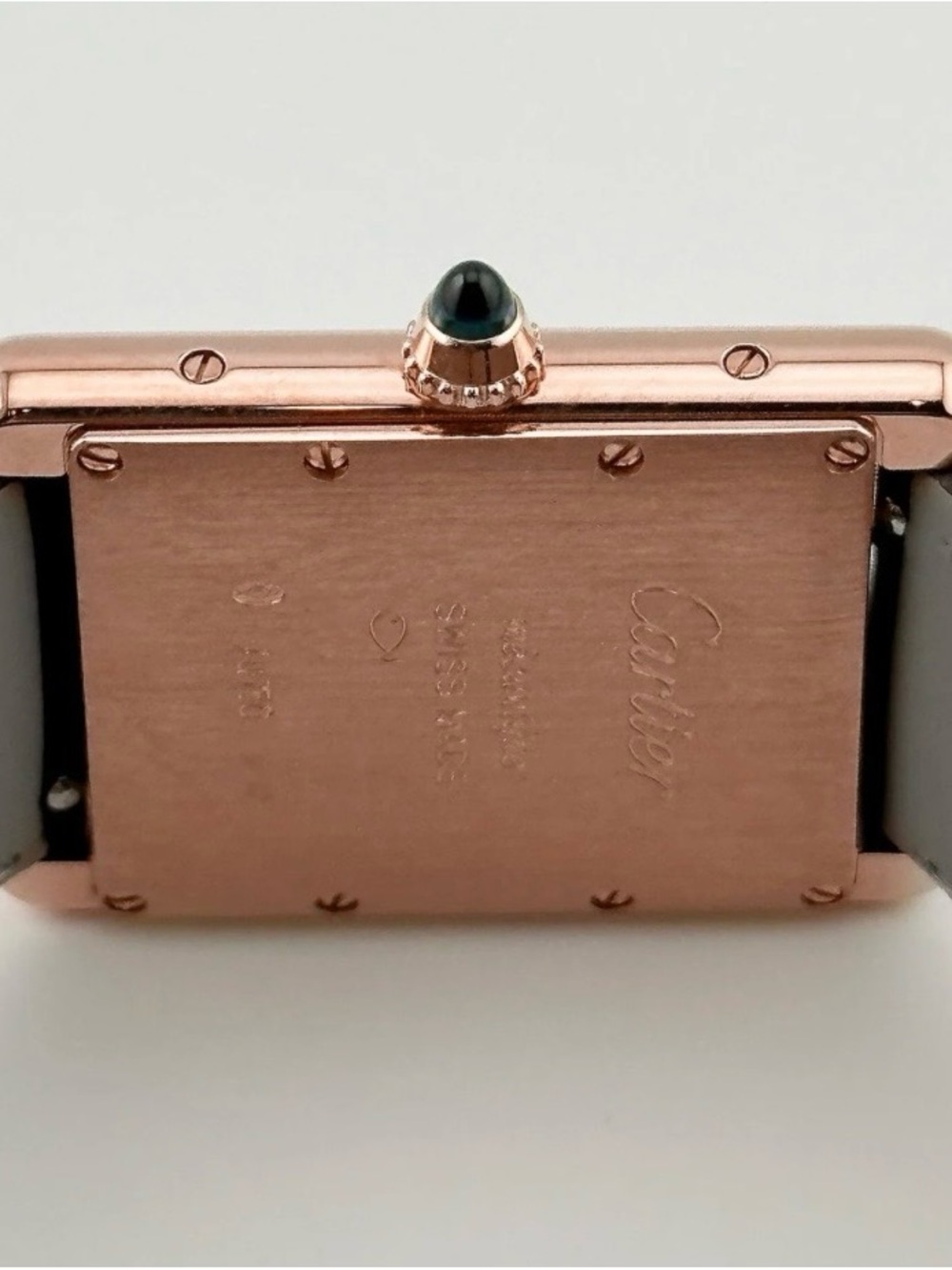 Cartier Tank Watch in Black and Gold with Blue Cabochon - Picture 4 of 5